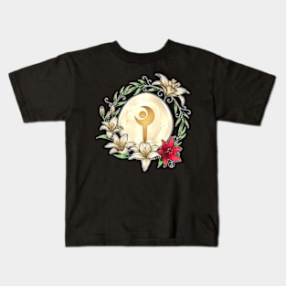 White Mage from FF14 Job Crystal with Flowers T-Shirt Kids T-Shirt